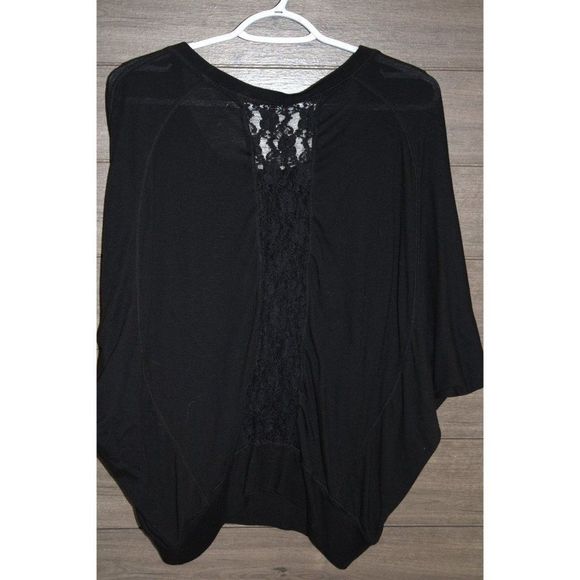 Ideology Black Shirt w/ 3/4 Sleeve and Lace Back size Small - Picture 4 of 5